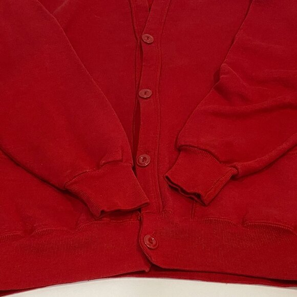 Vintage Jerzees Red Cardigan Sweater Button Up Long Sleeve One Size Fits All - Picture 5 of 7